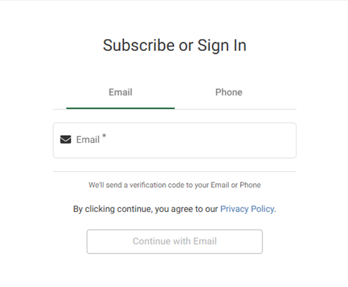 Subscribe or sign in with email or phone number